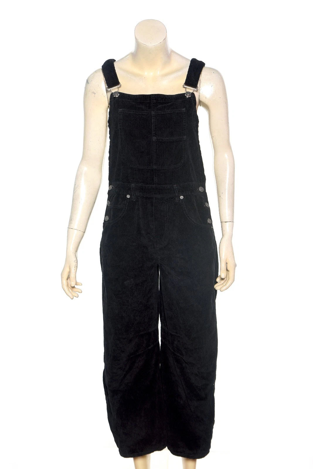 Free People We The Free Good Luck Cord Overalls – front view black