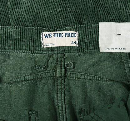 Free People We The Free Good Luck Mid-Rise Cord Barrel Jeans - label 24 green