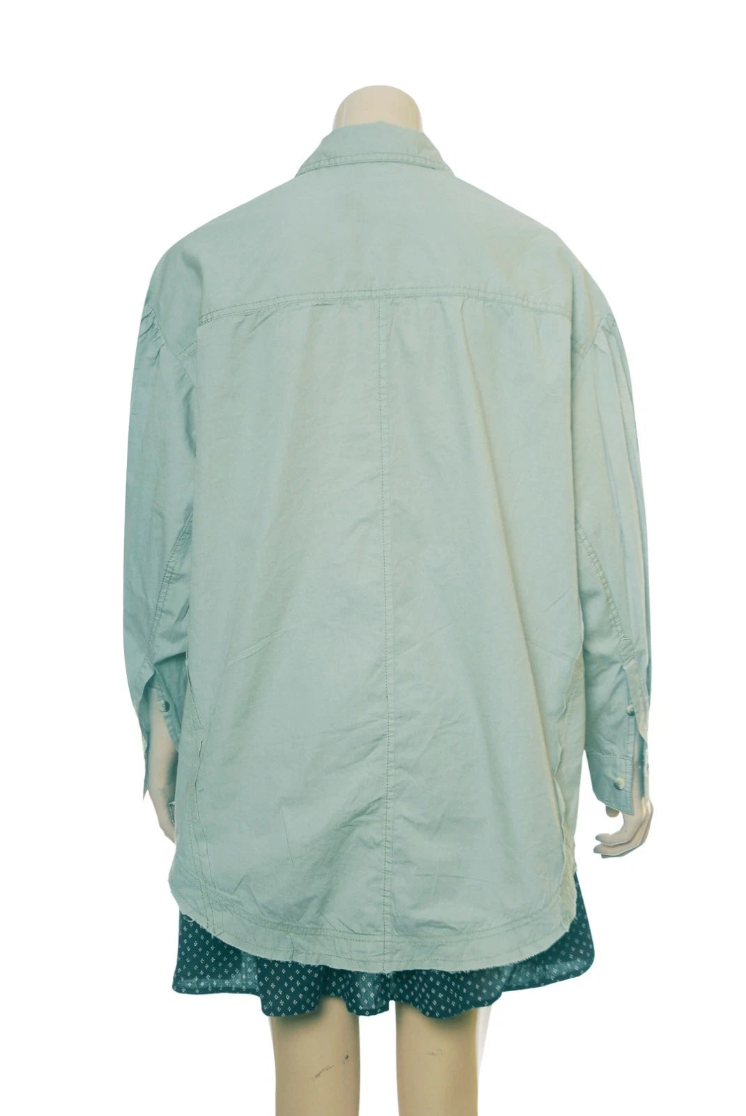 Free People We The Free Happy Hour Solid Poplin Top – back view green