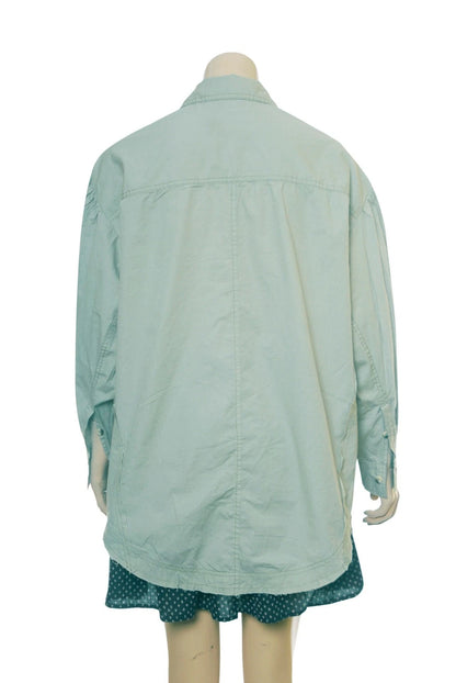 Free People We The Free Happy Hour Solid Poplin Top – back view green