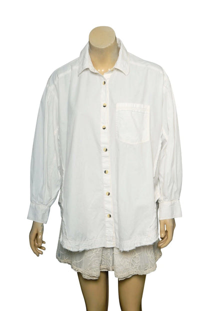 Free People We The Free Happy Hour Solid Poplin Top – front view ivory