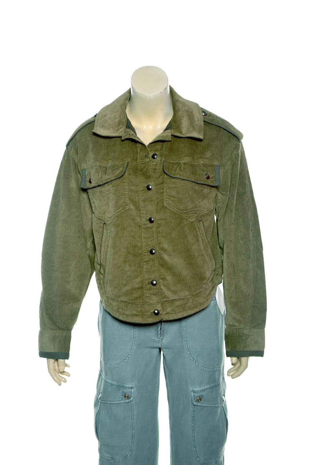 Free People Officer Velvet Jacket – front view green