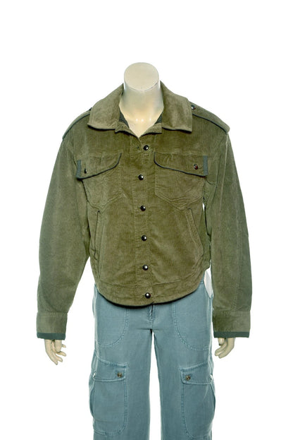 Free People Officer Velvet Jacket – front view green