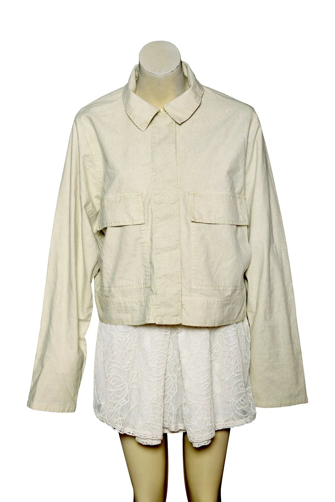 Free People We The Free Suzy Linen Jacket – front view green