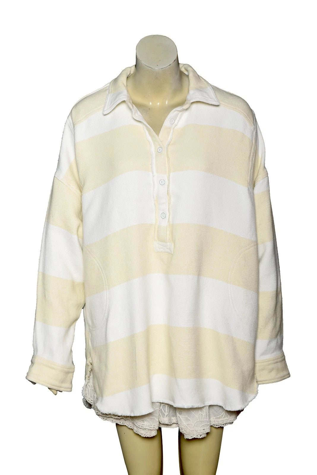 Free People We The Free Arizona Sky Striped Pullover – front view yellow