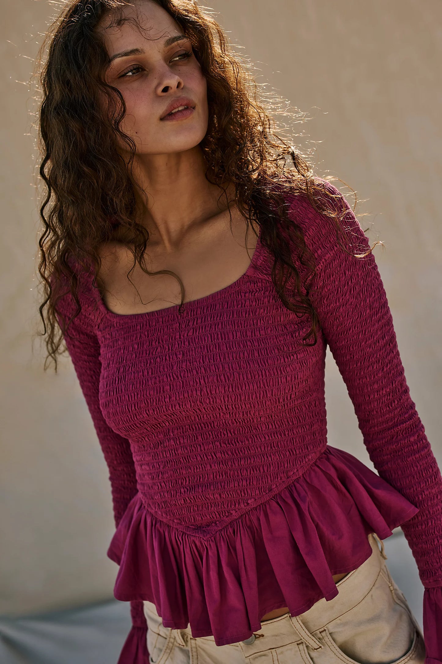 Free People Tropical Vibes Top – front on model pink