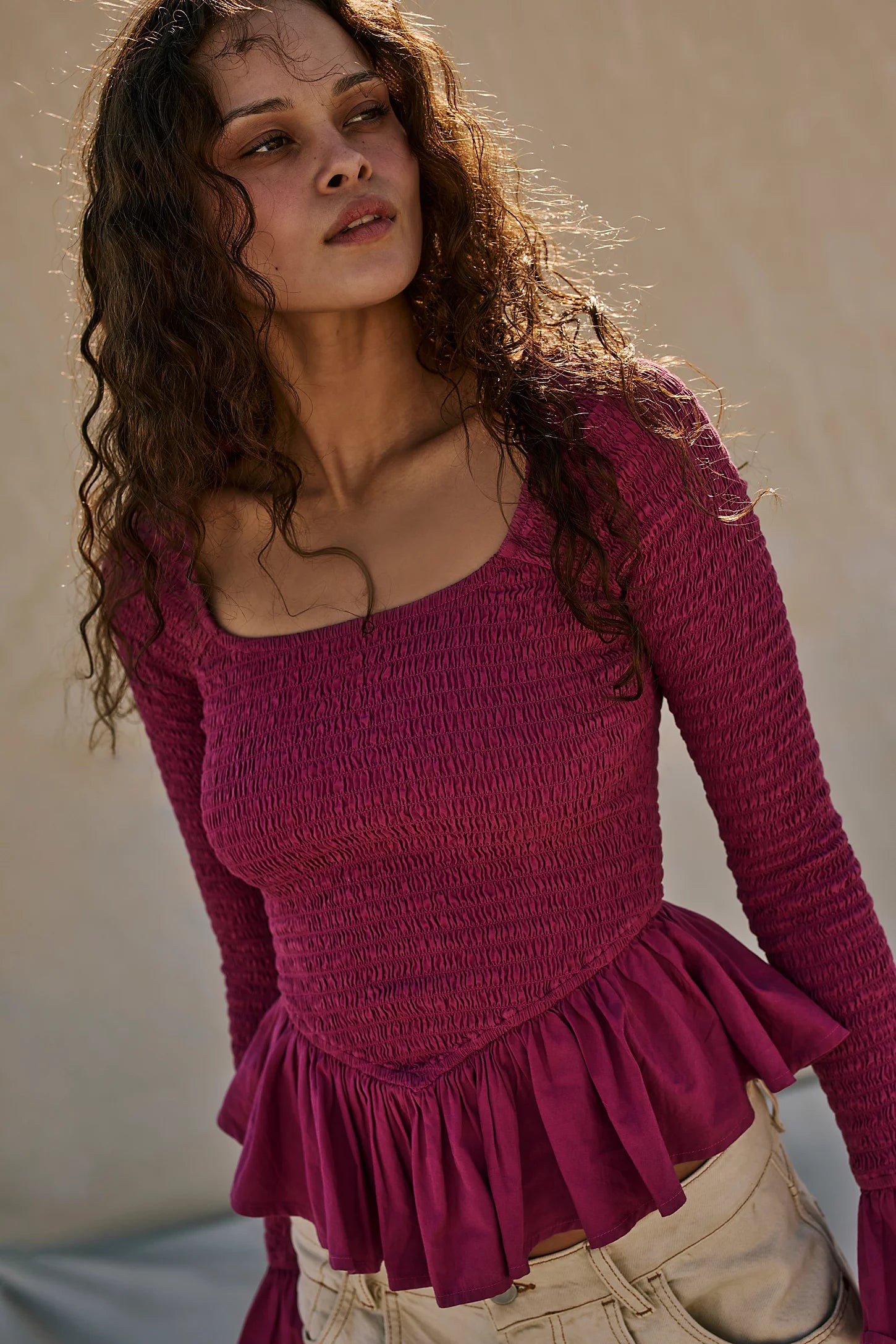 Free People Tropical Vibes Top – front on model pink