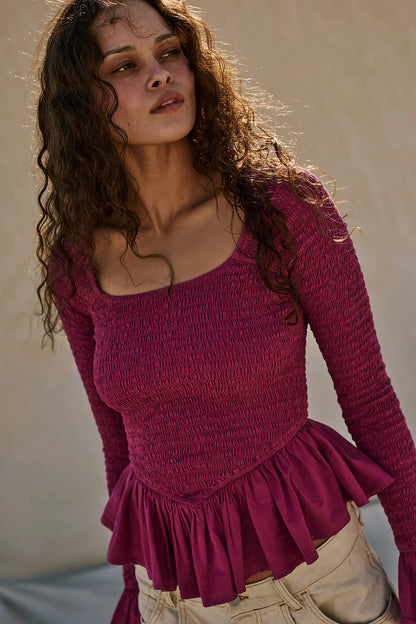 Free People Tropical Vibes Top – front on model pink