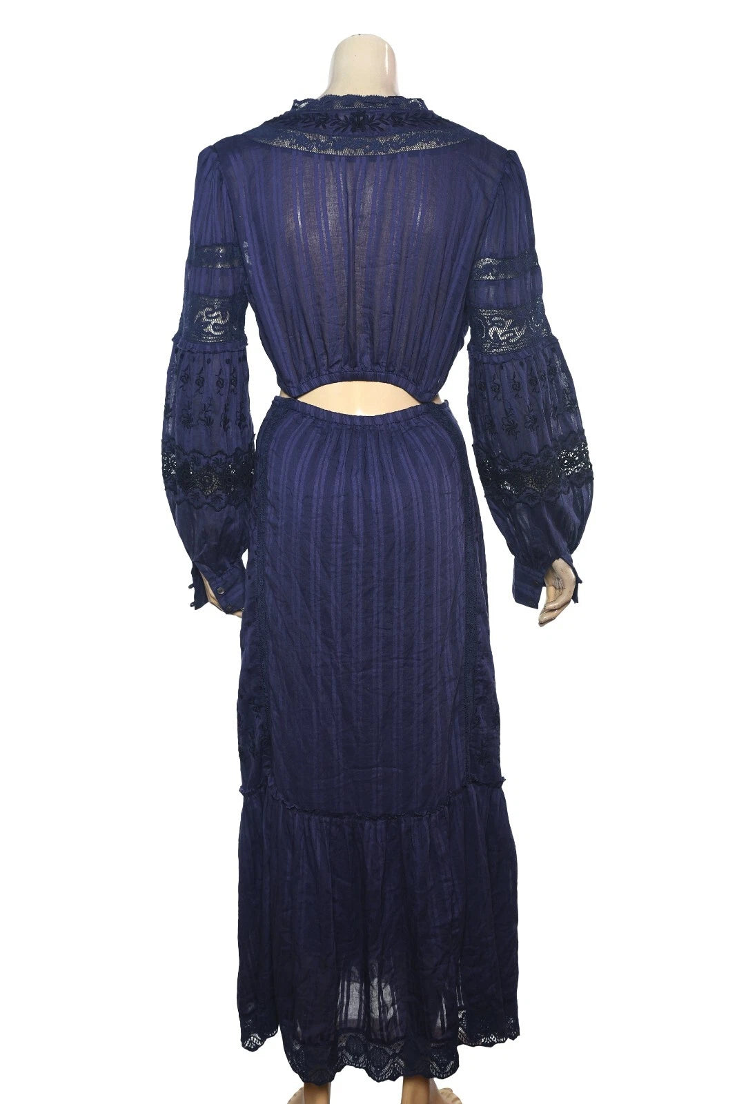 LoveShackFancy Aneesha Dress – back view blue