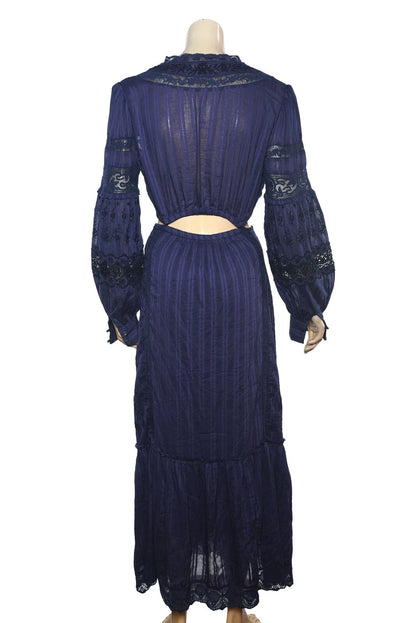 LoveShackFancy Aneesha Dress – back view blue