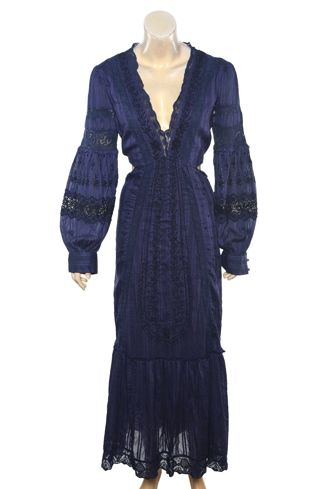 LoveShackFancy Aneesha Dress – front view blue