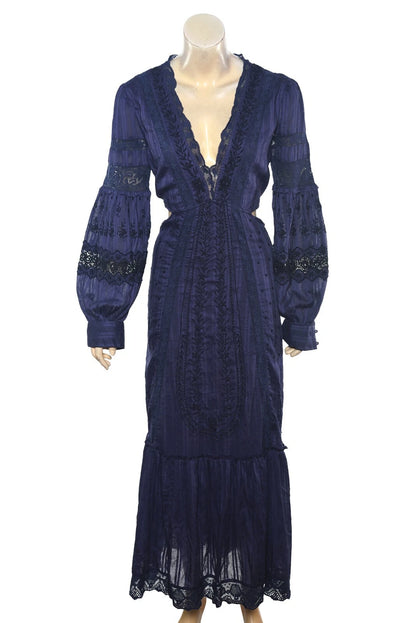 LoveShackFancy Aneesha Dress – front view blue