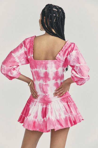 LoveShackFancy Chai Dress – back on model pink