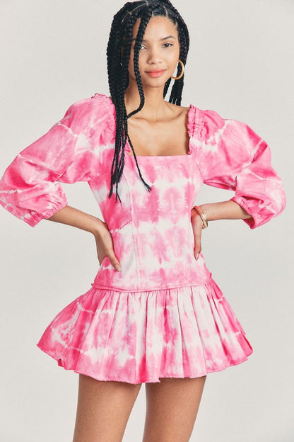 LoveShackFancy Chai Dress – front on model pink