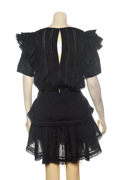 LoveShackFancy Natasha Heritage Mini Dress – back view black