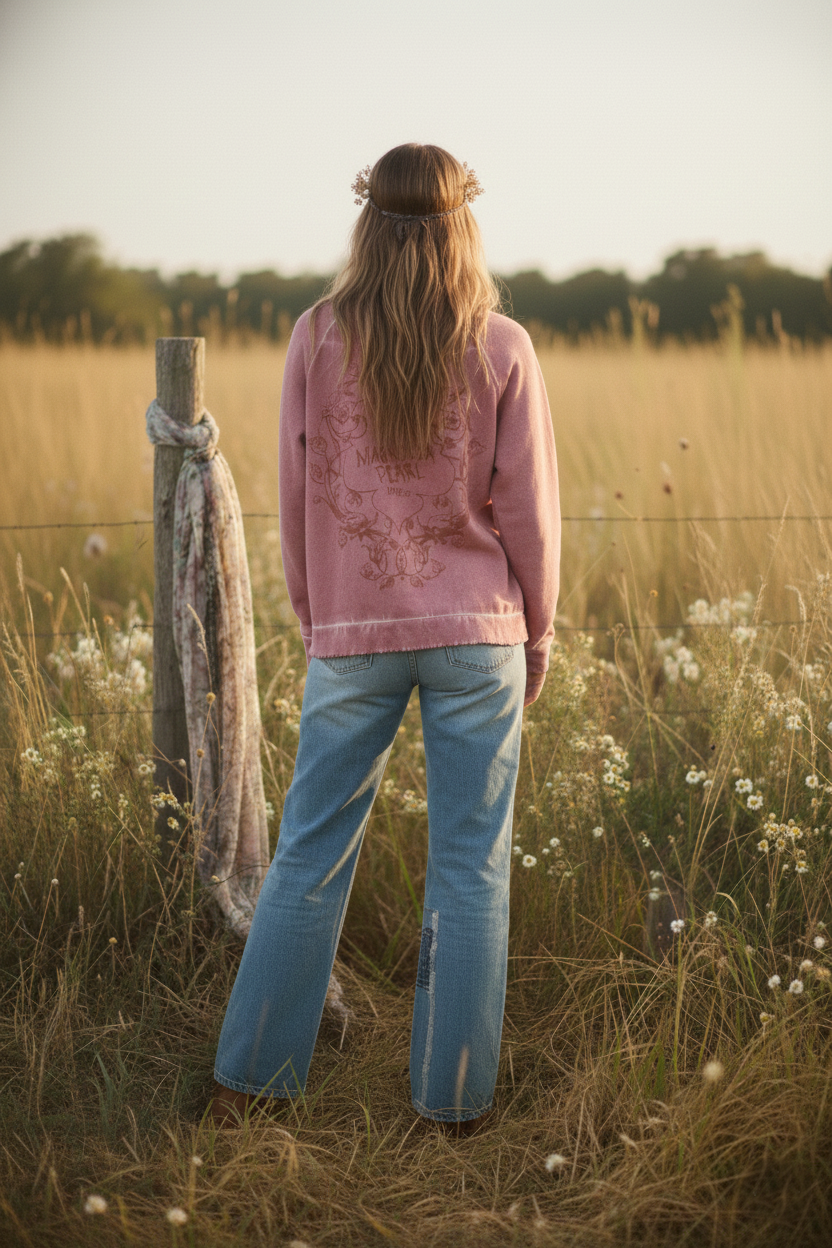 Magnolia Pearl Love La Pasion Sweatshirt Top – back on model pink