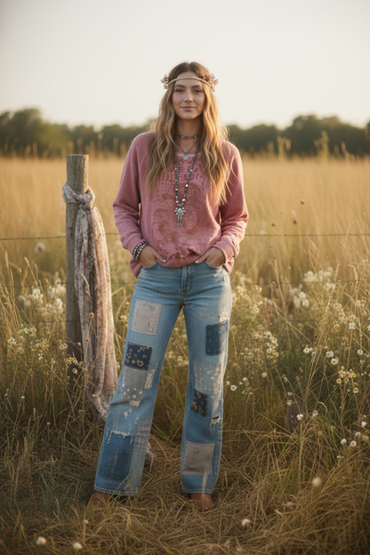 Magnolia Pearl Love La Pasion Sweatshirt Top – front on model pink