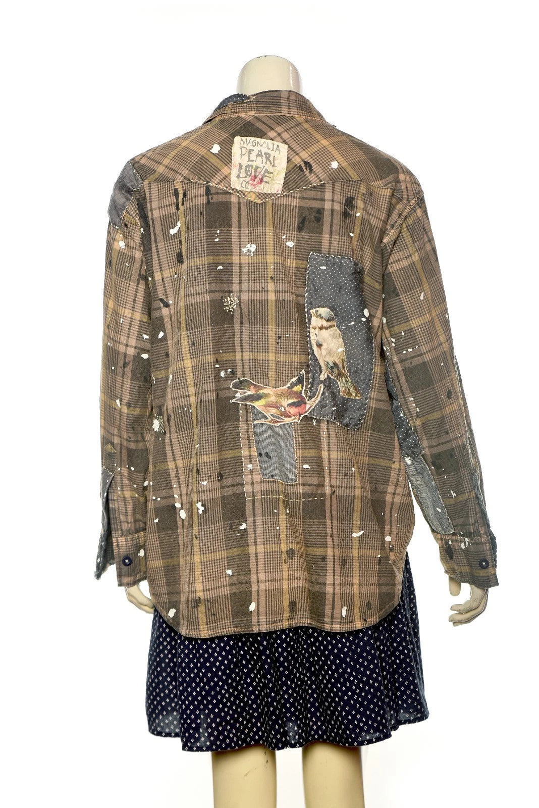 Magnolia Pearl Love Plaid Shirt Top – back view brown