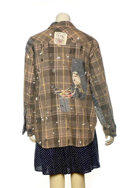 Magnolia Pearl Love Plaid Shirt Top – back view brown