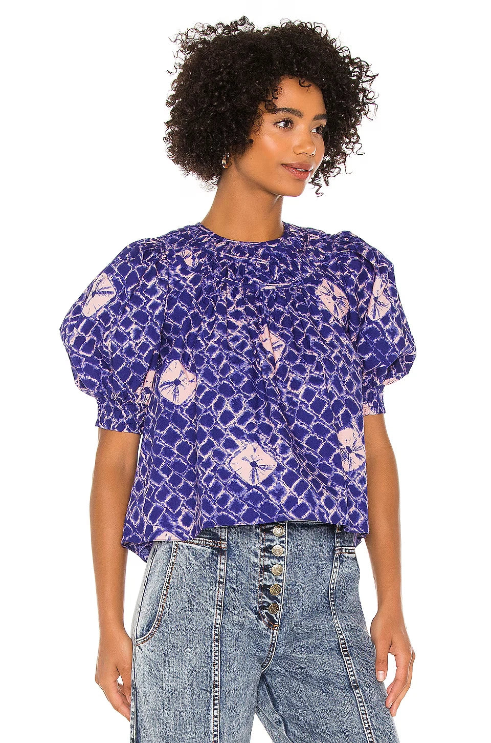 Ulla Johnson Carmela Top – front on model blue