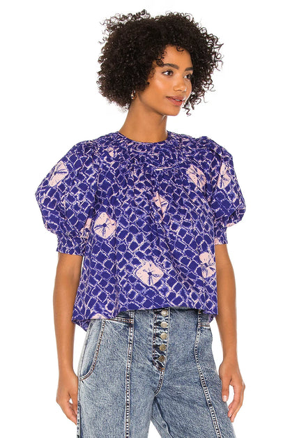 Ulla Johnson Carmela Top – front on model blue