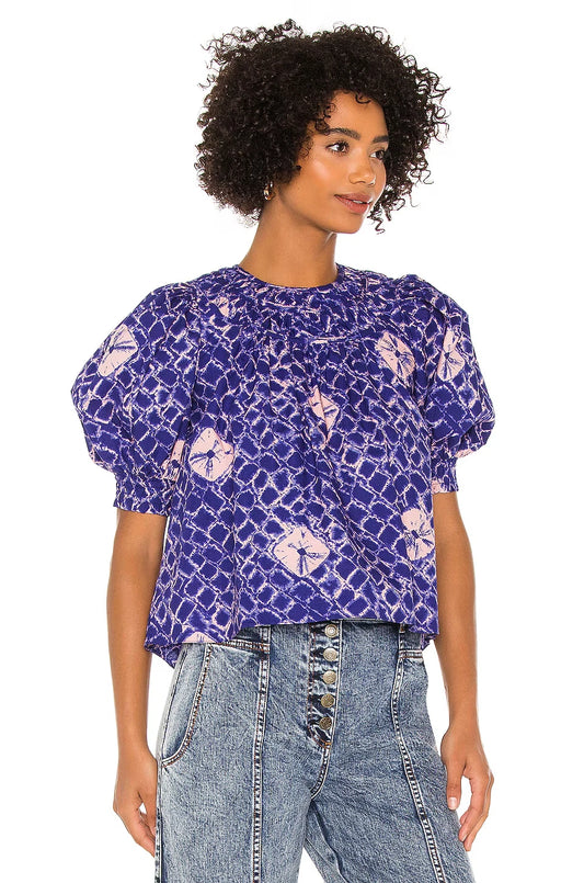 Ulla Johnson Carmela Top – front on model blue