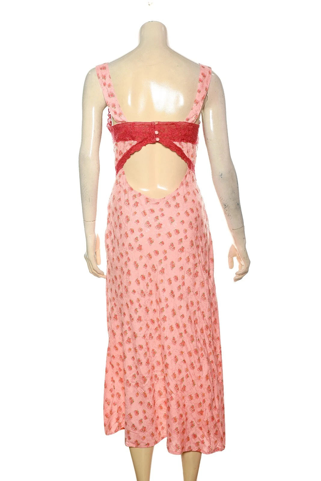 Urban Outfitters Light Before Dark Bex Floral Print Lingerie Slip Dress – back view pink